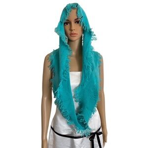 NEVER 2 LATE Infinity 100% Cashmere Turquoise Scarf